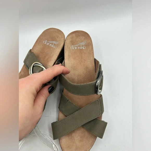 DANSKO "Susie" Sage Milled Nubuck Sandals Platform Shoe Open Toe Heel Sz 40 - Picture 4 of 10